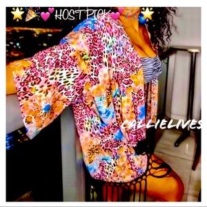 🎉HP🎊 S/M NWT BoHo Chic Fringe Kimono Mesh 🌺 🐆 Fringe Kimono
